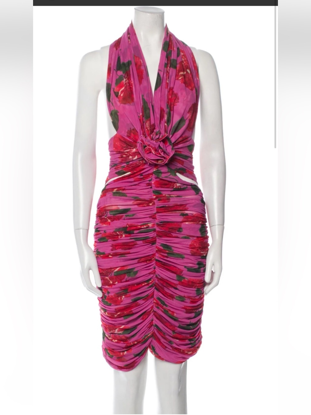 Magda Burtrym pink floral halter dress women’s size 38